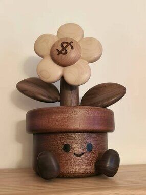 Cute Wooden Flower Decor Figurine